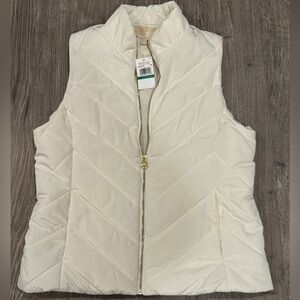 Michael Kors Women's Large Ivory White Puffer
Quilted Vest MK Charm Size Large